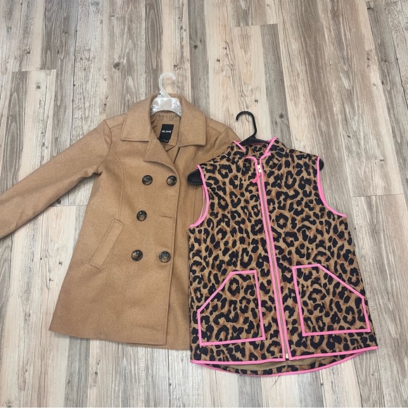 Girls size 14 Peacoat jacket Vest bundle JCrew brown pink - Picture 2 of 11